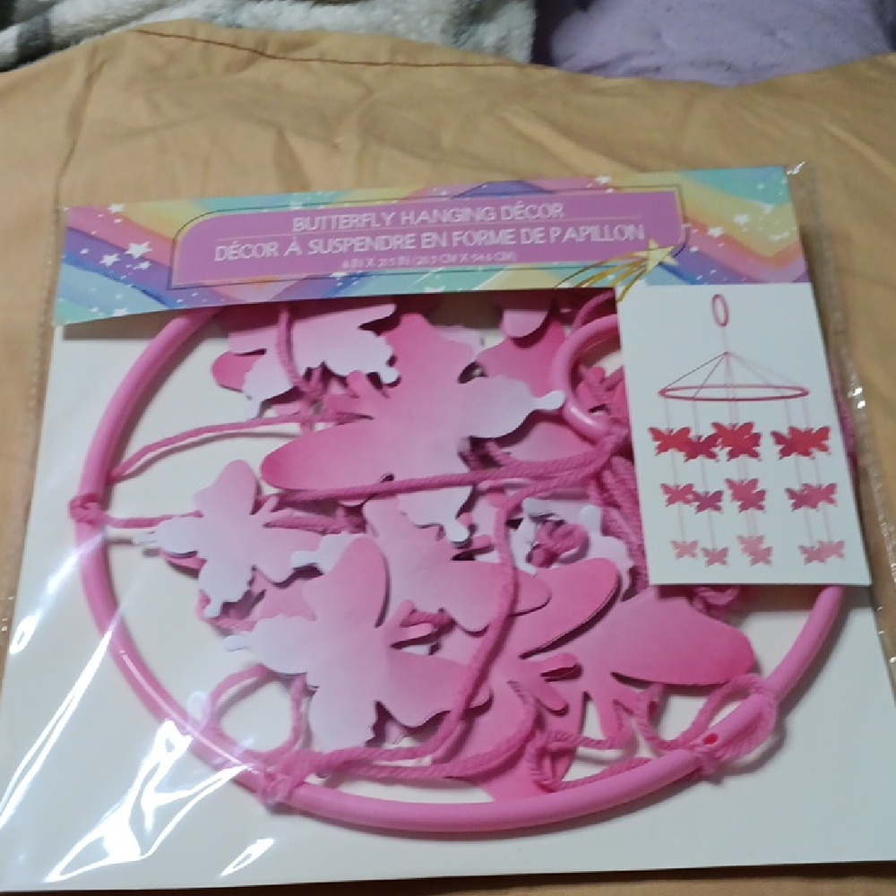Pink Butterfly Hanging Mobile Decor